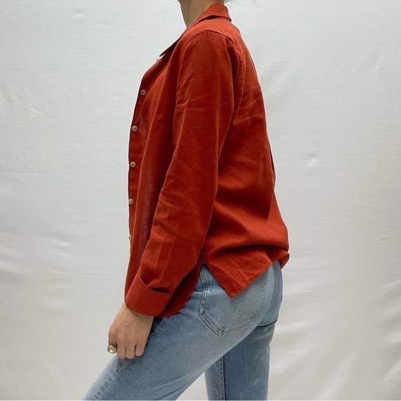 Max Cocos Linen long sleeves red shirt size S buttoned down women’s - Picture 6 of 13